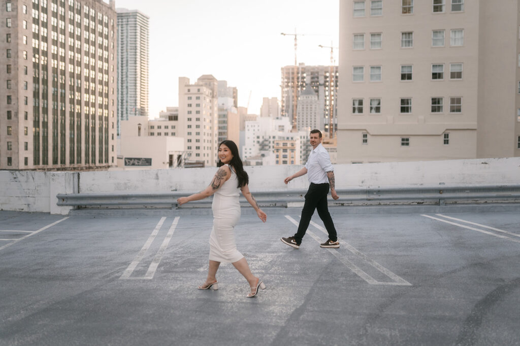 Miami Rooftop Downtown Engagement Photoshoot by Kristelle Boulos